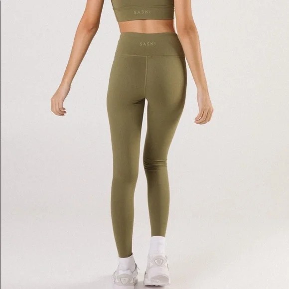 Saski Pants Jumpsuits Saski Khaki High Waist Leggings Poshmark